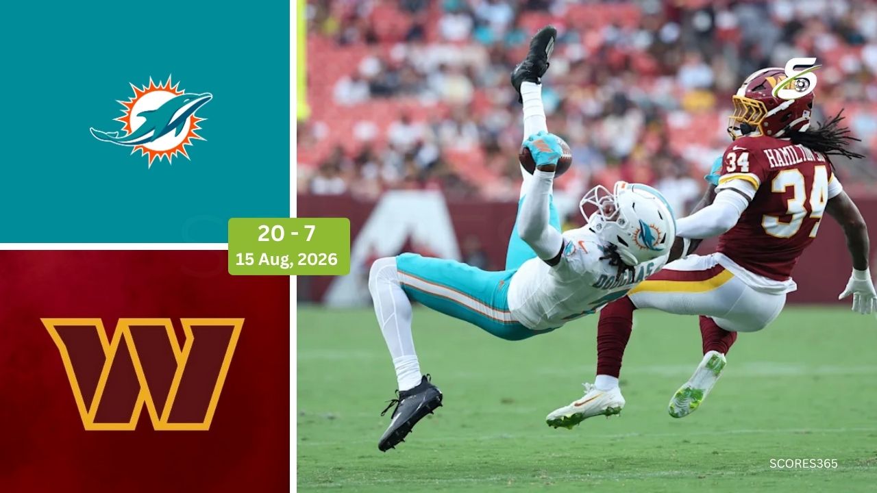 Miami Dolphins vs Washington Commanders Final Score, Result August 15, 2026